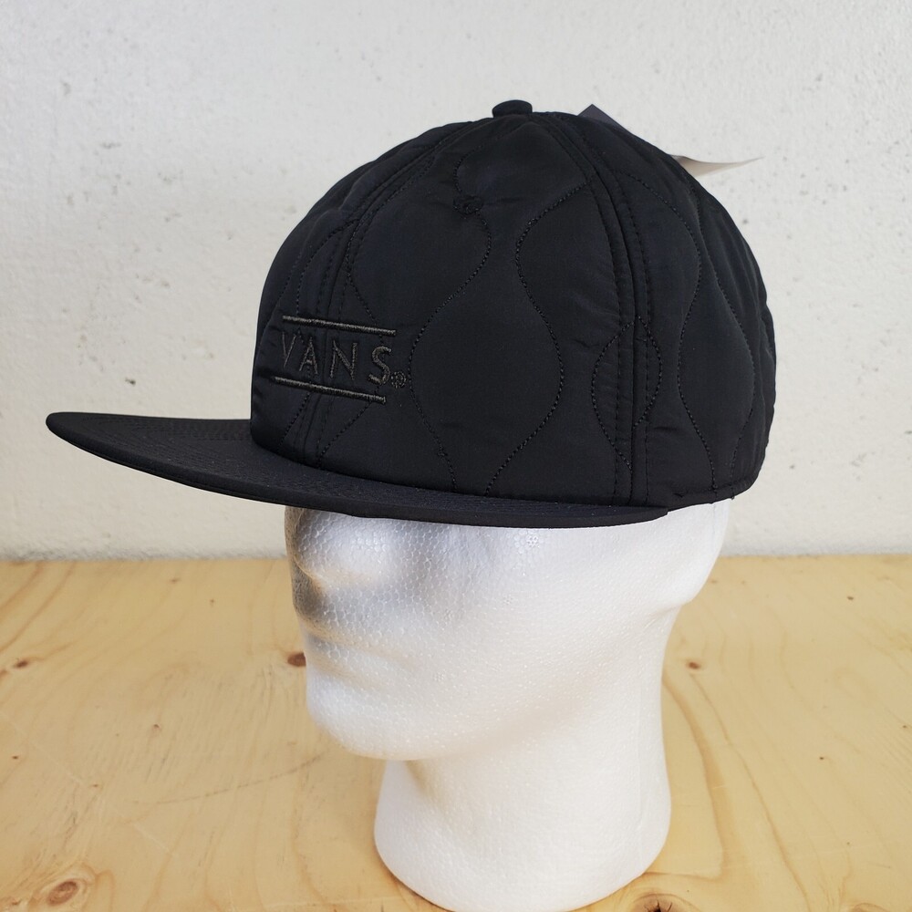 VANS Snapback Hat Black Half Box Low Unstructured Quilted 6 Panel Cap Skater OS